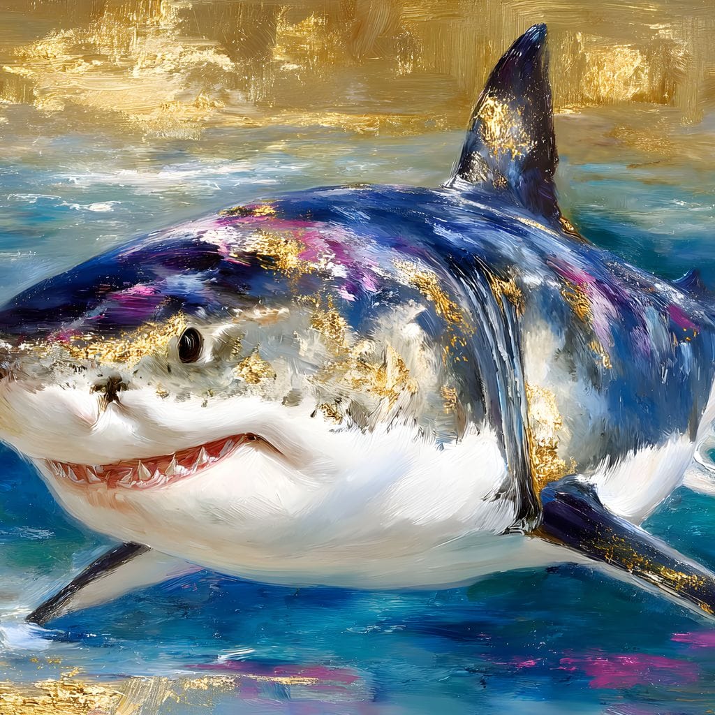 Gilded Great White Hunter Canvas Wall Art