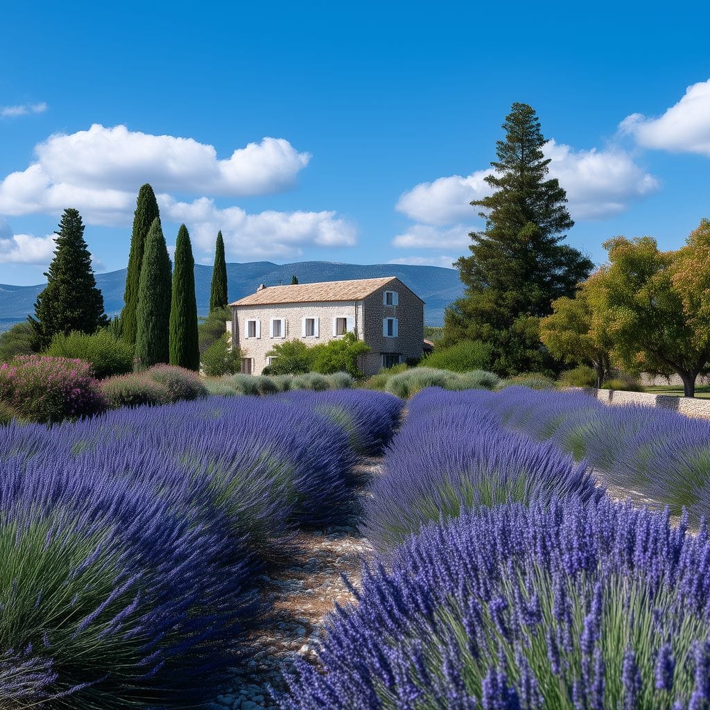 Provence Lavender Farmhouse Sky Canvas Wall Art