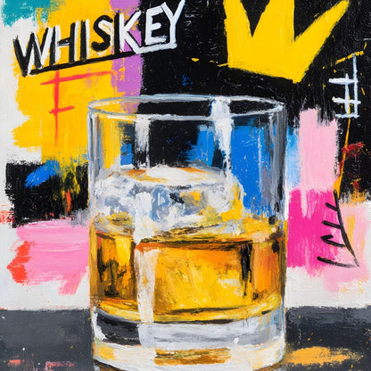 Neon Whiskey Crown Toast Canvas Wall Art