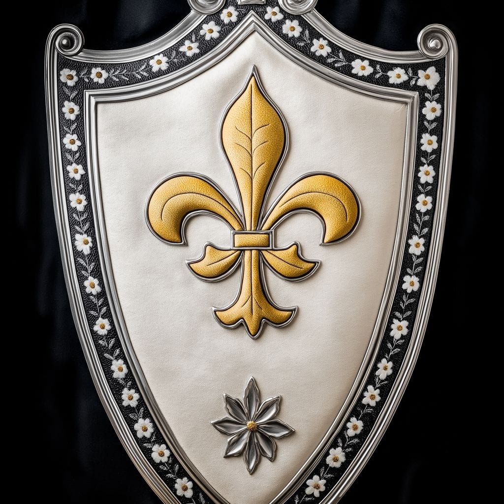 Shield of Golden Elegance Fleur De Lys Canvas Wall Art