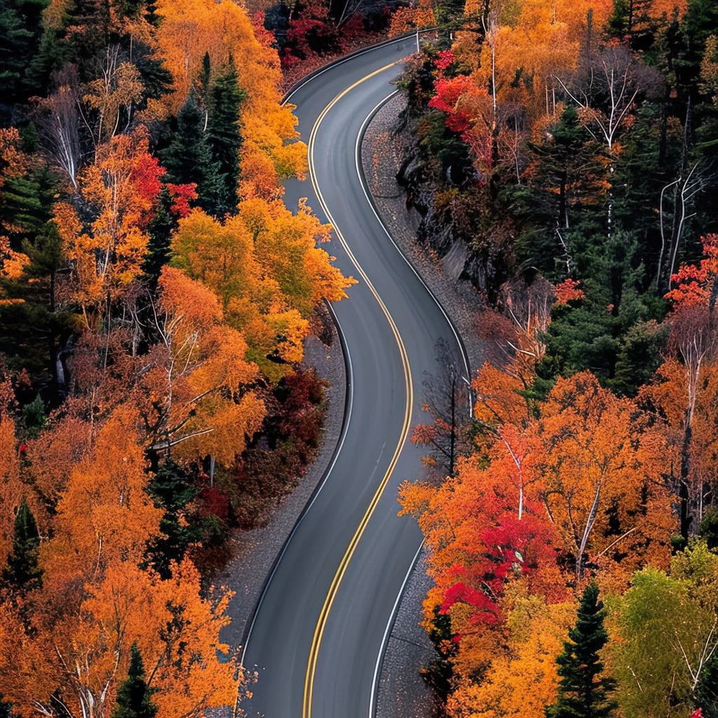 Autumn Road Canvas Wall Art
