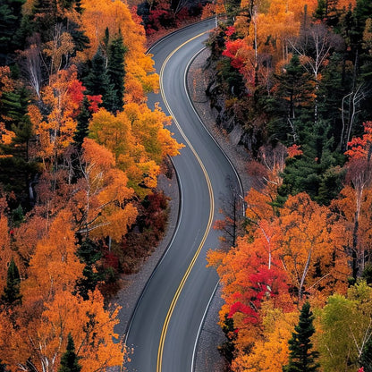 Autumn Road Canvas Wall Art