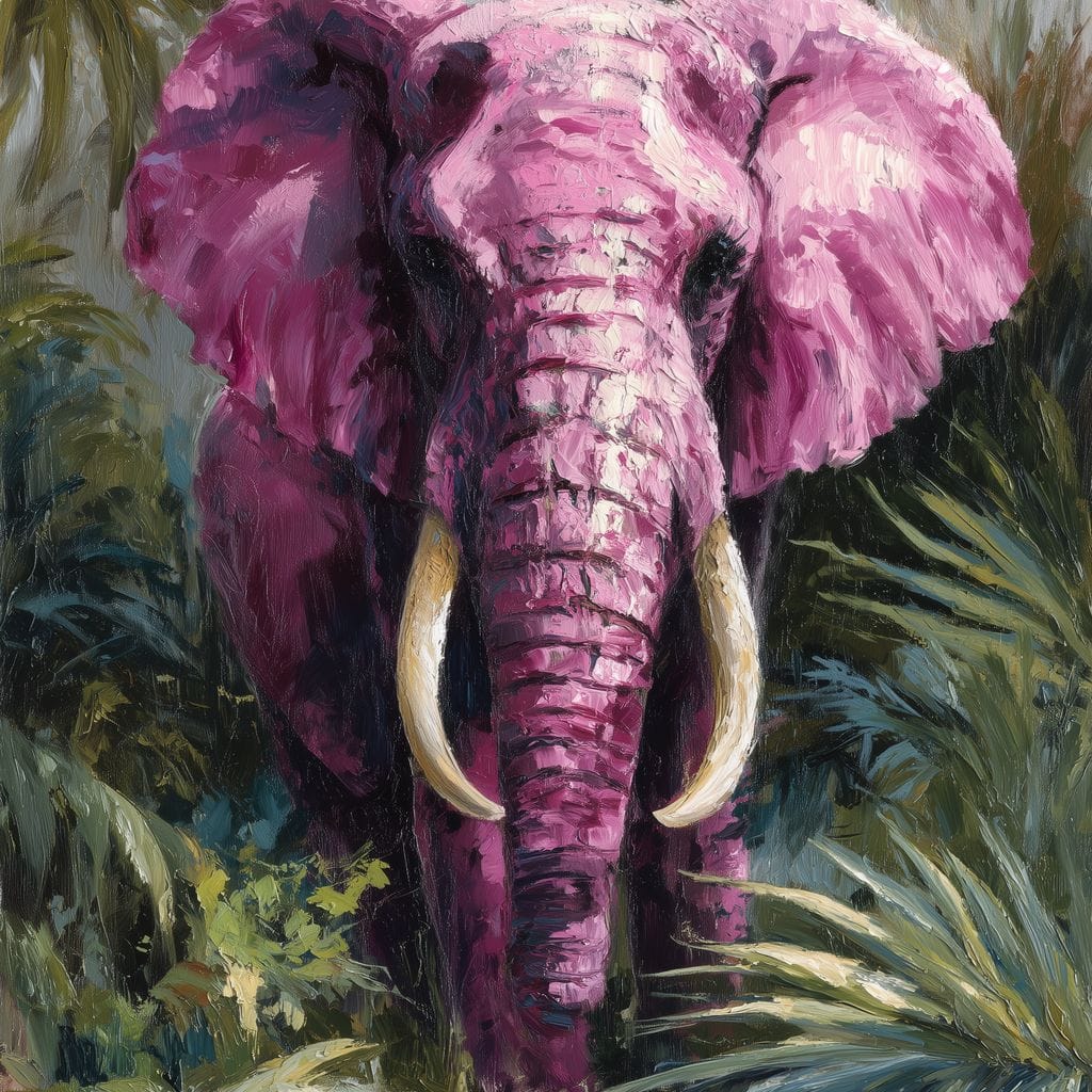 Magenta Elephant Jungle Glory Canvas Wall Art