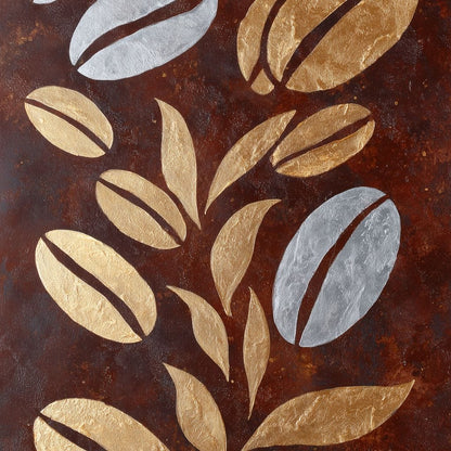 Golden Coffee Beans Botanical Flow Canvas Wall Art