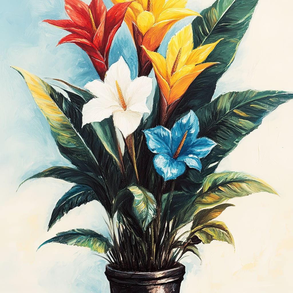 Tropical Bloom Flowers Canvas Wall Art