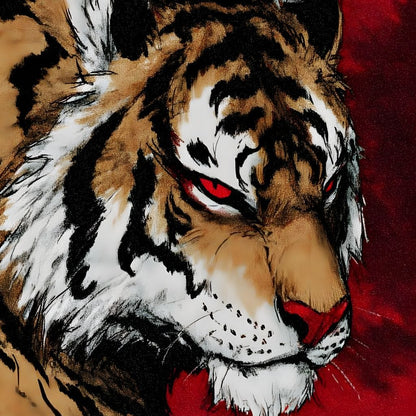 Fierce Tiger Blood Moon Roar Canvas Wall Art