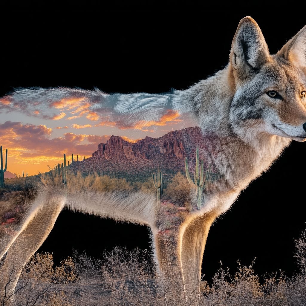 Desert Coyote Sunset Vista Canvas Wall Art
