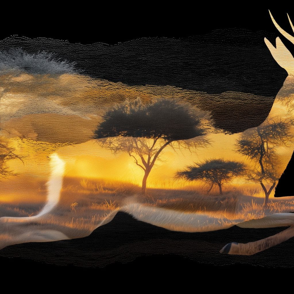 Golden Savanna Antelope Run Canvas Wall Art