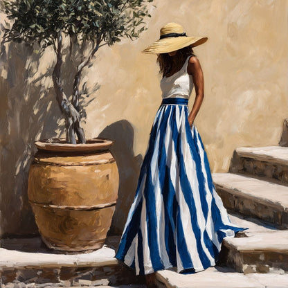 Sun Hat Lady By Olive Tree Canvas Wall Art