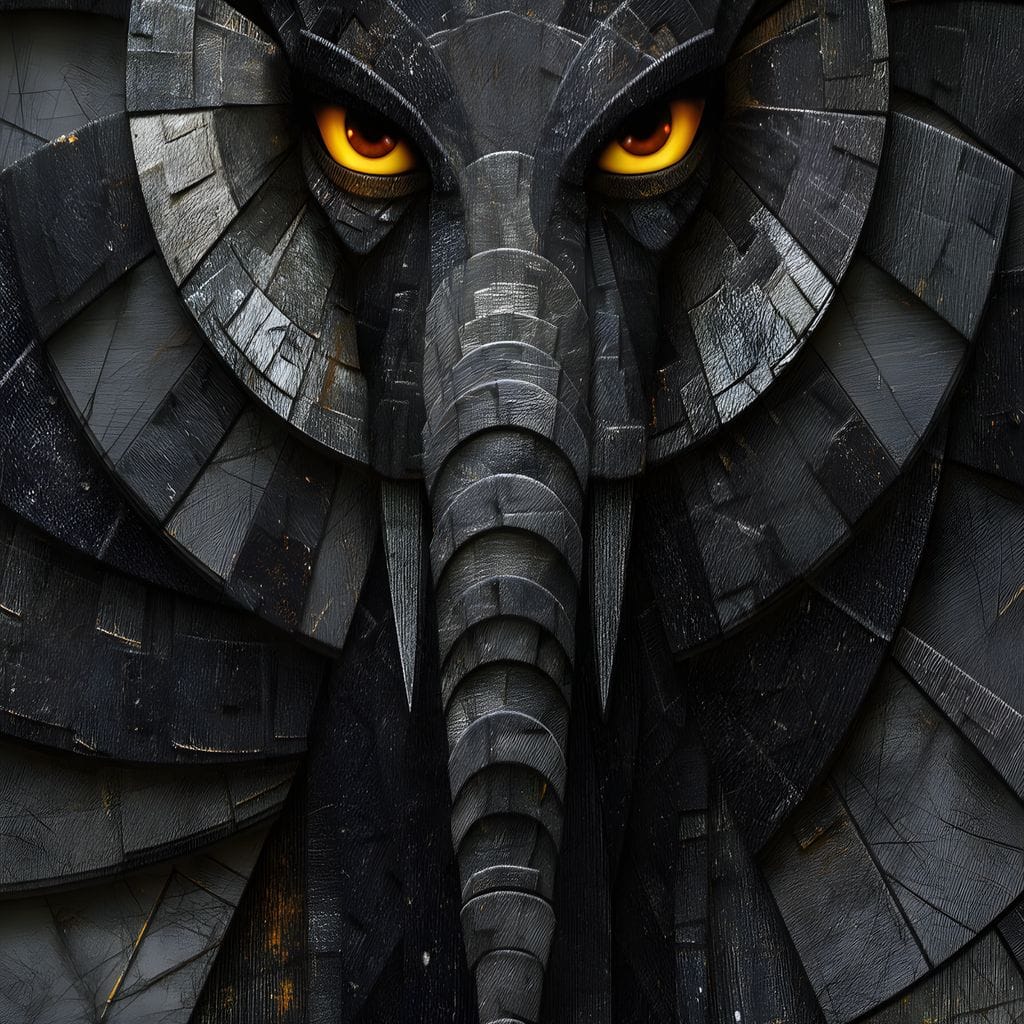 Obsidian Elephant Guardian Canvas Wall Art