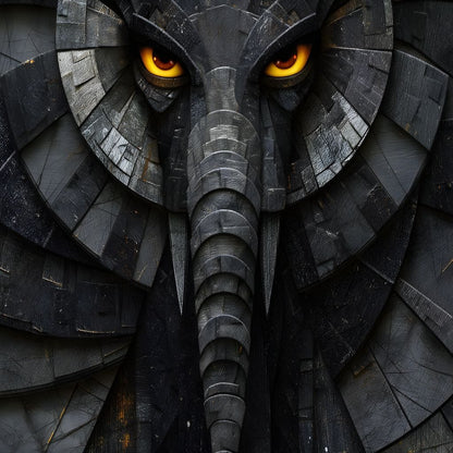 Obsidian Elephant Guardian Canvas Wall Art