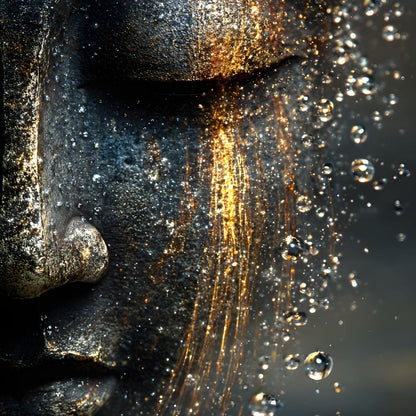 Golden Tranquil Buddha Flow Canvas Wall Art