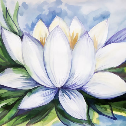 White Lotus Flower Canvas Wall Art