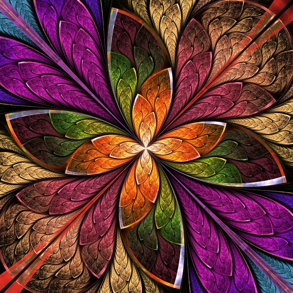 Fractal Flower in Multicolors Canvas Wall Art