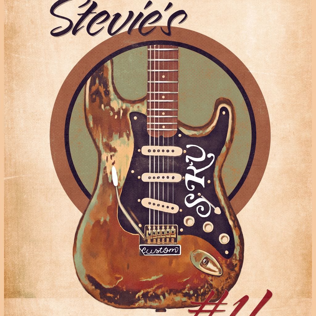 Stevie Ray Vaughan's Guitar Retro Canvas Wall Art