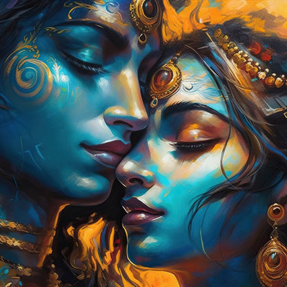 Radha & Krishna Love Story Canvas Wall Art