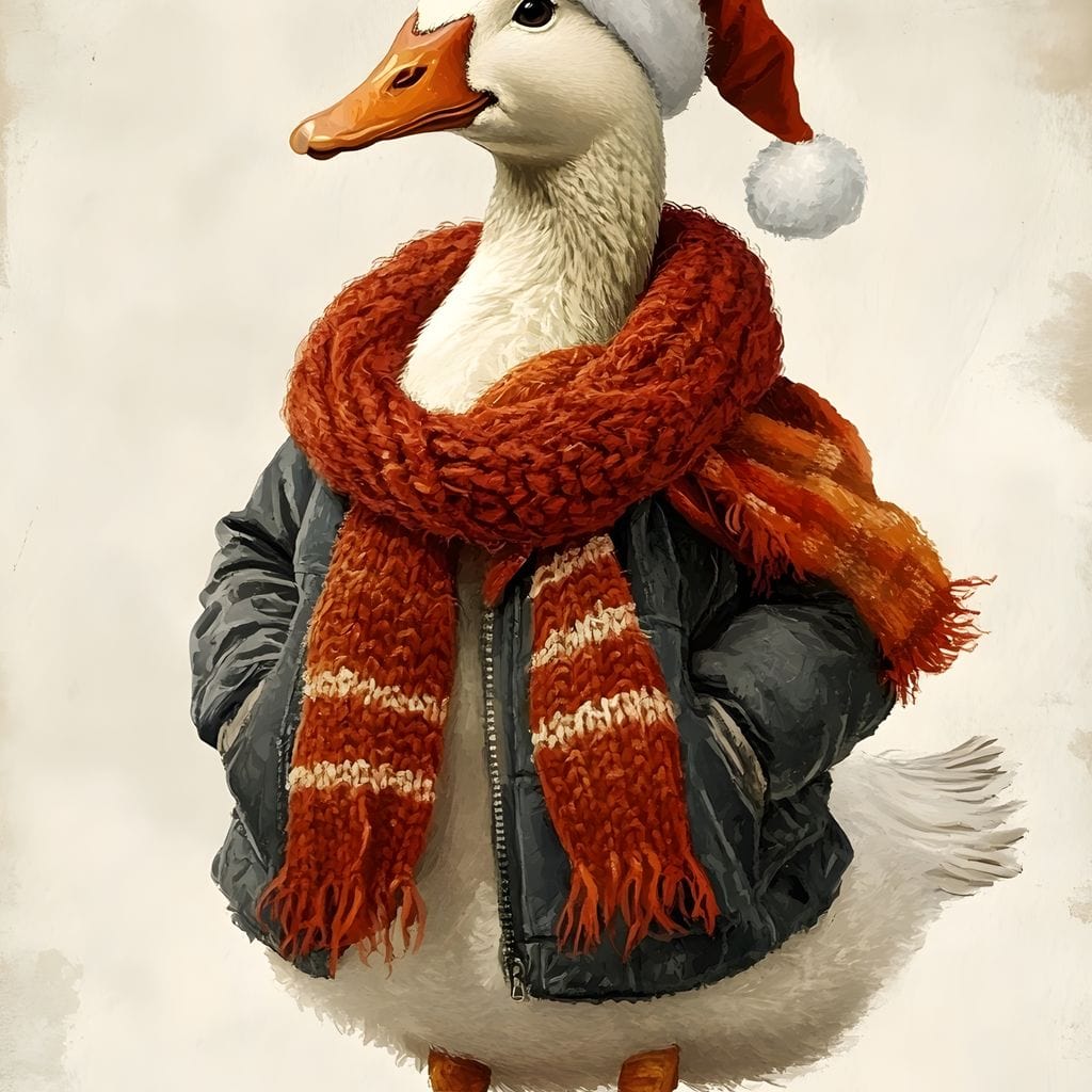 Festive Goose With Cozy Style Canvas Wall Art