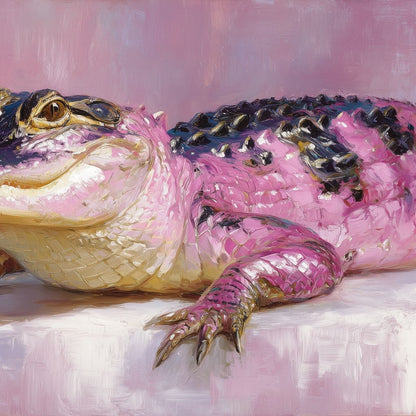 Pink Gator Lounge Portrait Canvas Wall Art