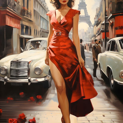 Glamour in the Streets of Paris Canvas Wall Art