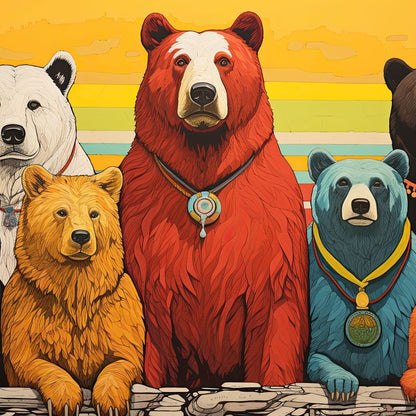 Kaleidoscope of Bears Canvas Wall Art