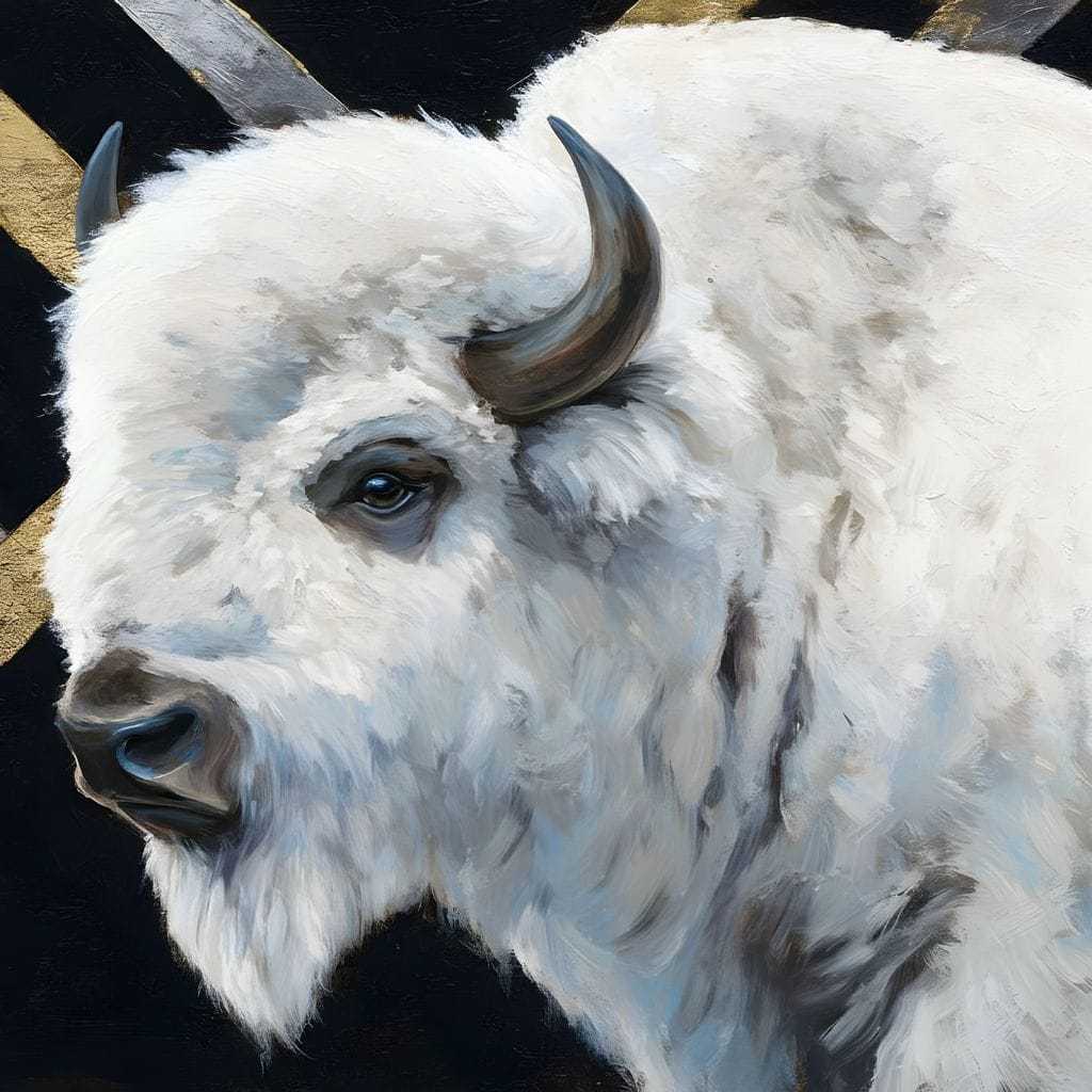Gilded Plains White Bison Canvas Wall Art