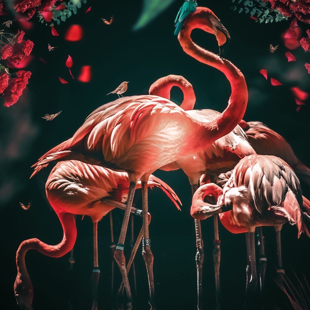 Glowing Flamingo Canvas Wall Art