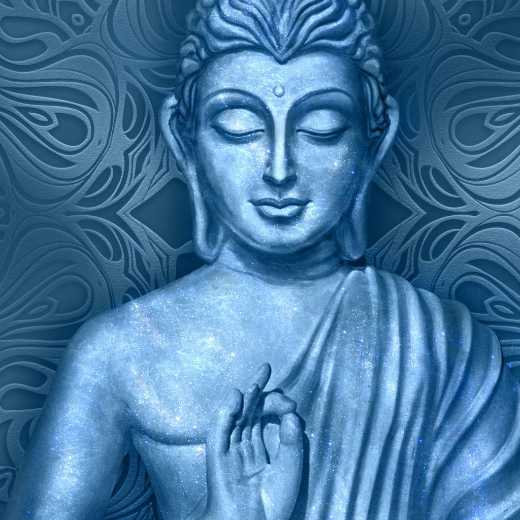 Blue Meditating Buddha Canvas Wall Art
