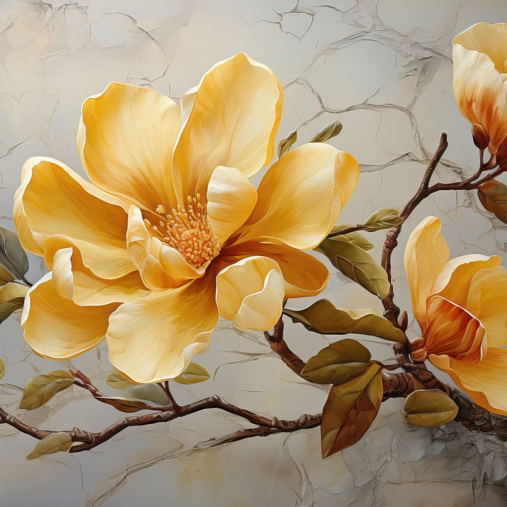 Yellow Magnolia Tree 3 Canvas Wall Art