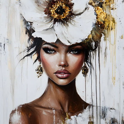 Golden Petal Elegance Canvas Wall Art
