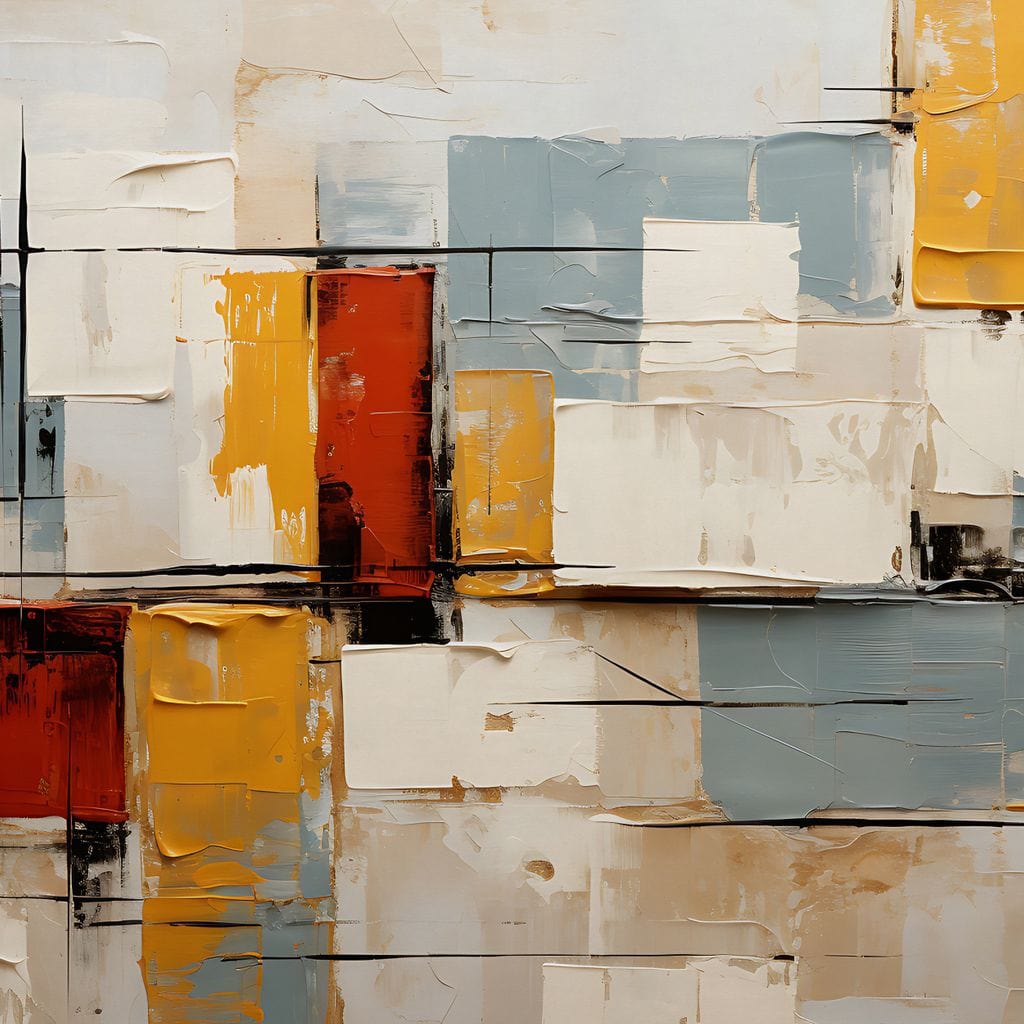 Abstract Ochre Geometry Fields Canvas Wall Art