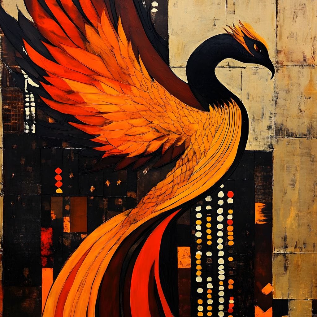 Phoenix Rise Through Flames Canvas Wall Art