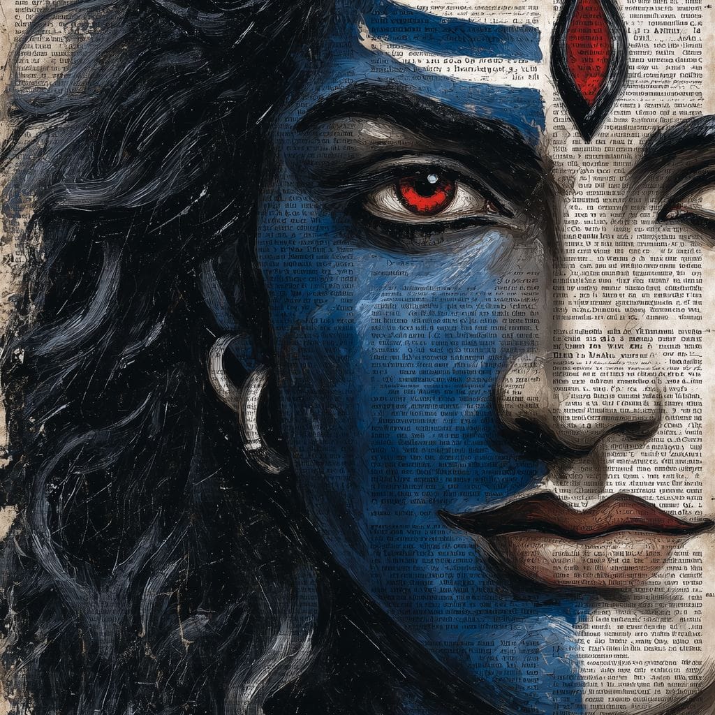 Shiva Gaze Ancient Script Face Canvas Wall Art