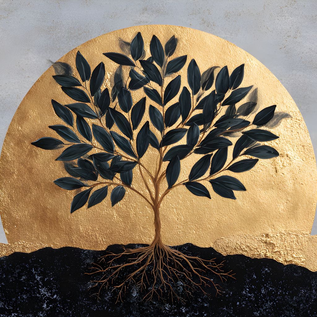 Golden Tree of Tranquility Canvas Wall Art
