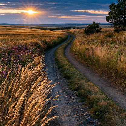 Golden Hour Journey Home Canvas Wall Art