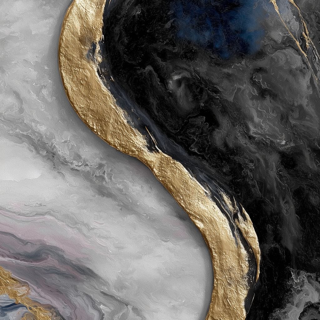 Gilded Moonstone Abstract Flow Canvas Wall Art