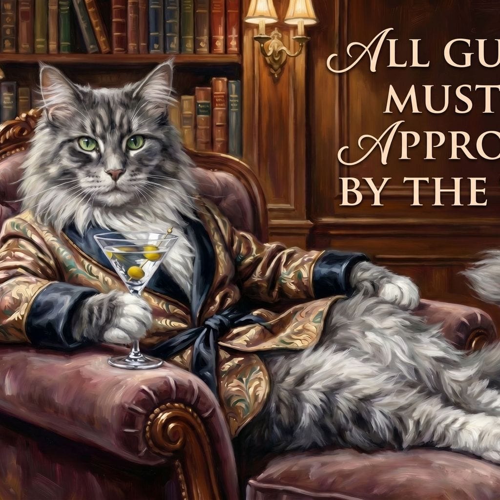 The Feline Gatekeeper Decides Canvas Wall Art