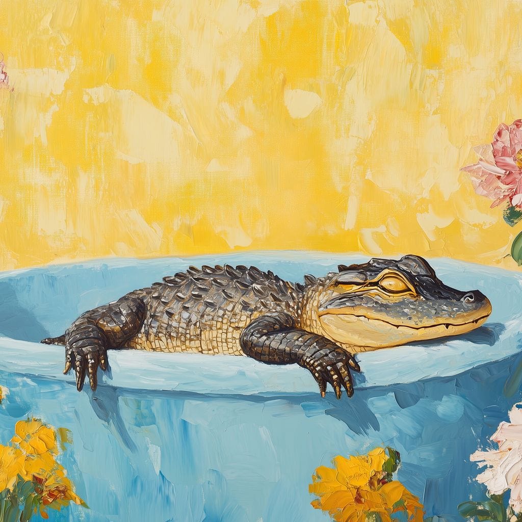 Gator Bath Oasis Canvas Wall Art