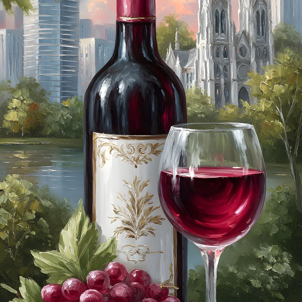 Wine Reflections Cityscape Elegance Canvas Wall Art