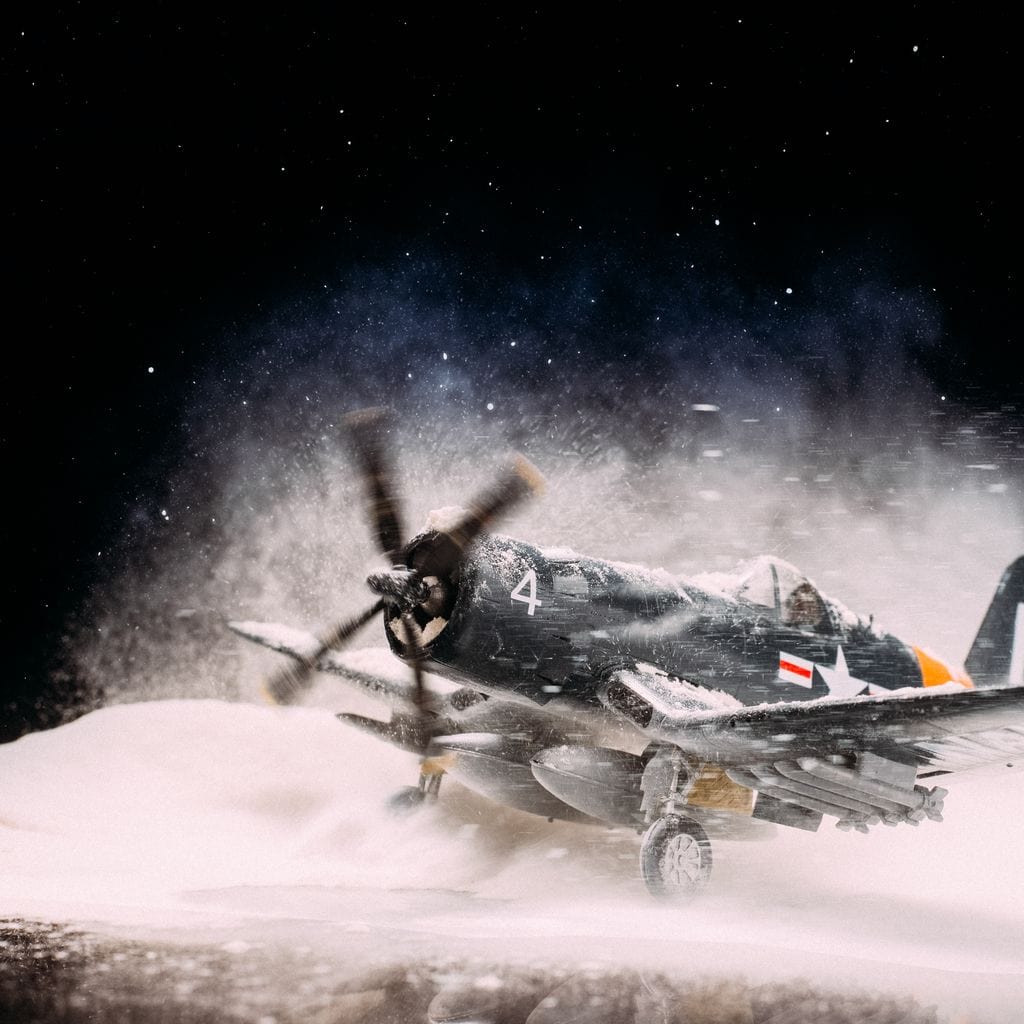 Snowy F4-U Corsair Canvas Wall Art