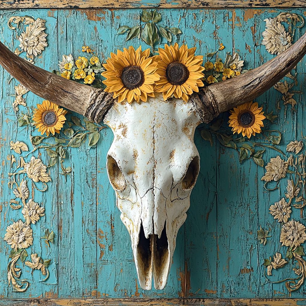 Bull Skull Rustic Vibes Canvas Wall Art