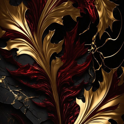 The Marble-Lux Collection: Dark Red & Vibrant Gold 04 Canvas Wall Art