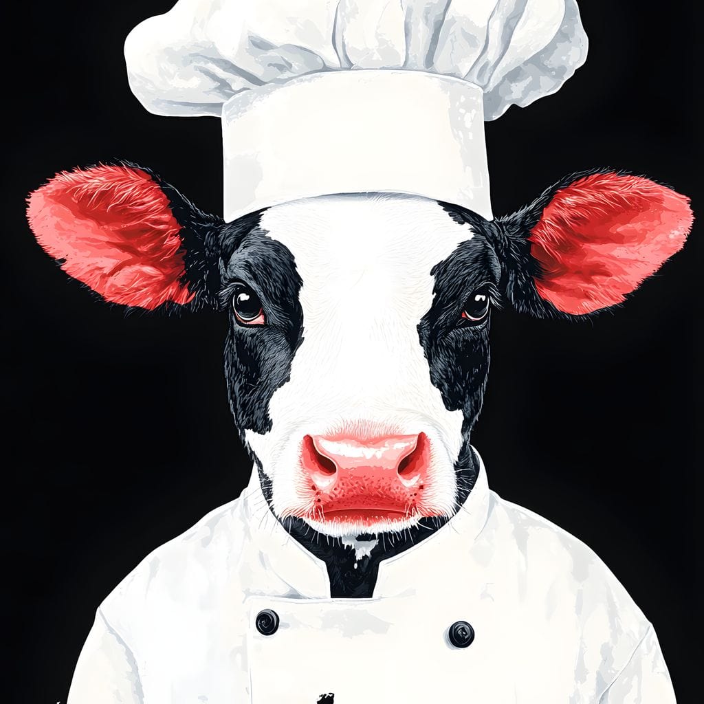 Bovine Culinary Chef Canvas Wall Art