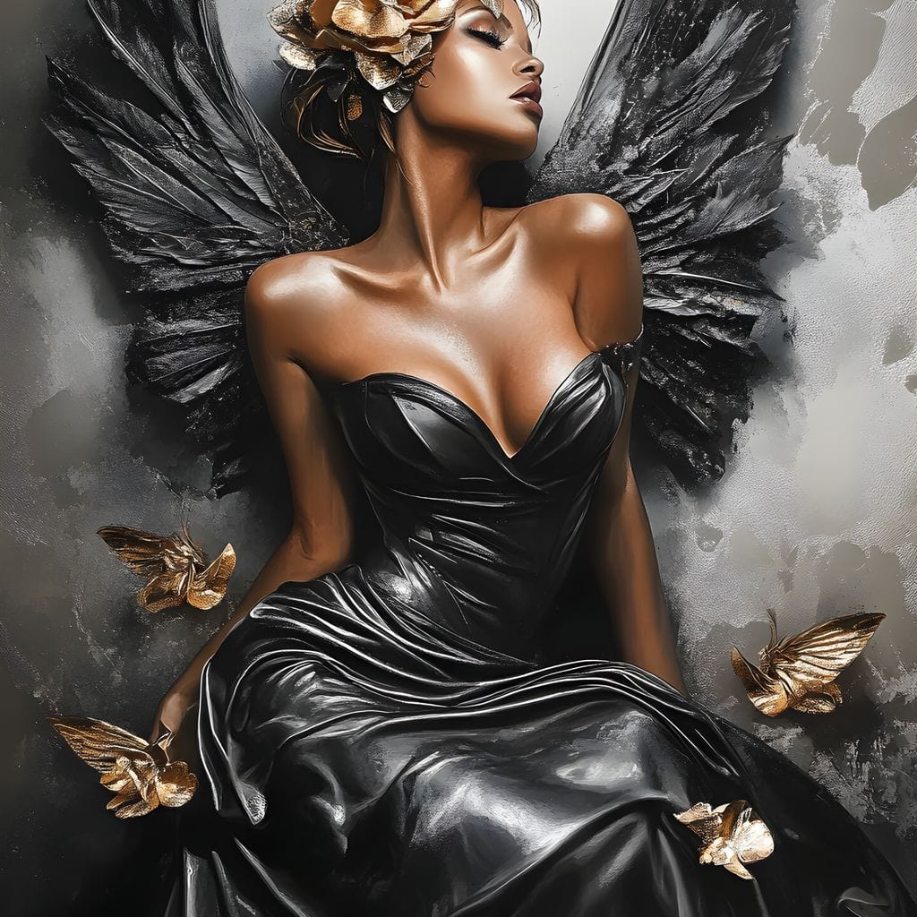 Golden Wings of Elegance Canvas Wall Art