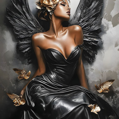 Golden Wings of Elegance Canvas Wall Art