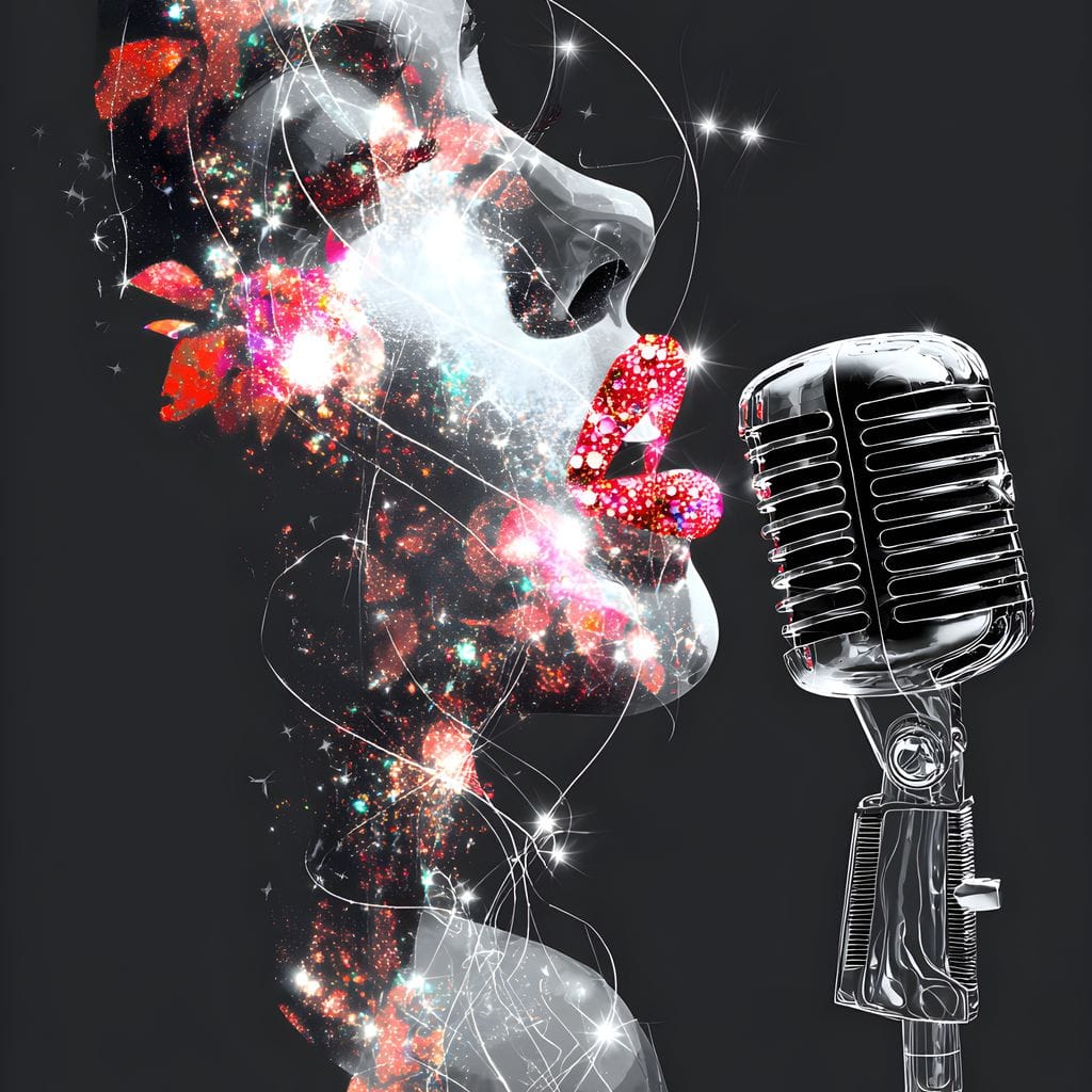 Cosmic Vocalist Neon Kiss Canvas Wall Art