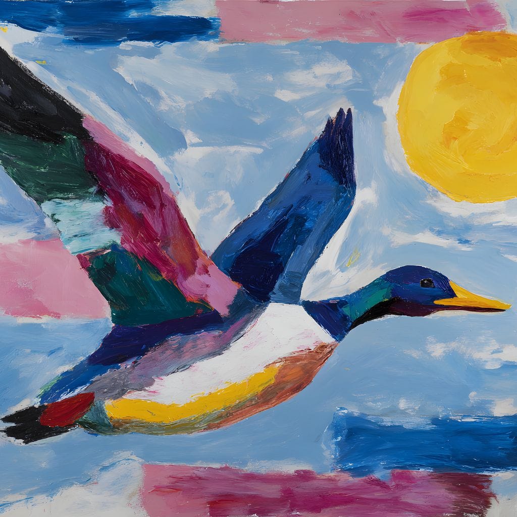 Sunlit Flight of Wild Duck Canvas Wall Art