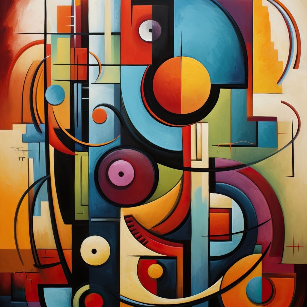 Mosaic of Colorful Cubism Canvas Wall Art