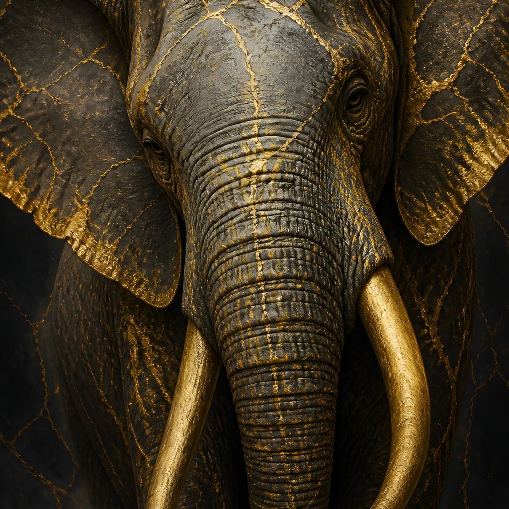 Elephant Gilded Wisdom Canvas Wall Art