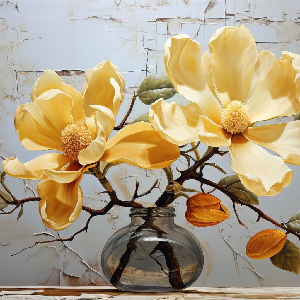 Yellow Magnolia Tree 6 Canvas Wall Art