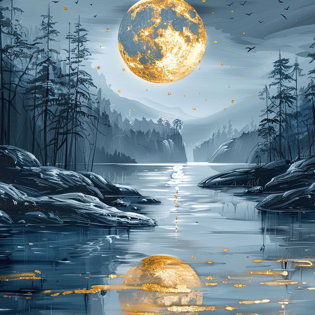 Luminous Nocturne Reflections Canvas Wall Art